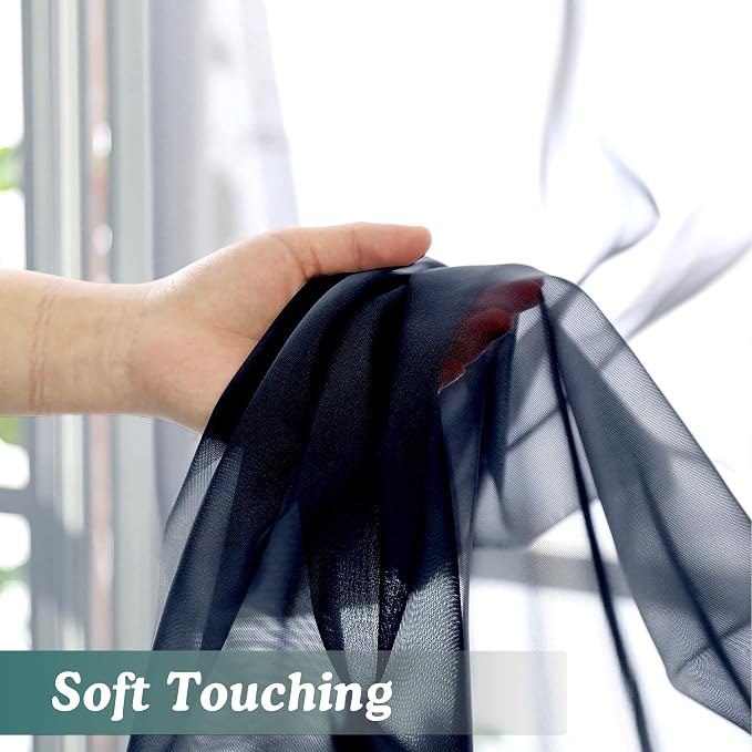 Chyhomenyc Sheer Curtains 63 Inch Length 2 Panels, Soft Airy, Rod Pocket - Image 9