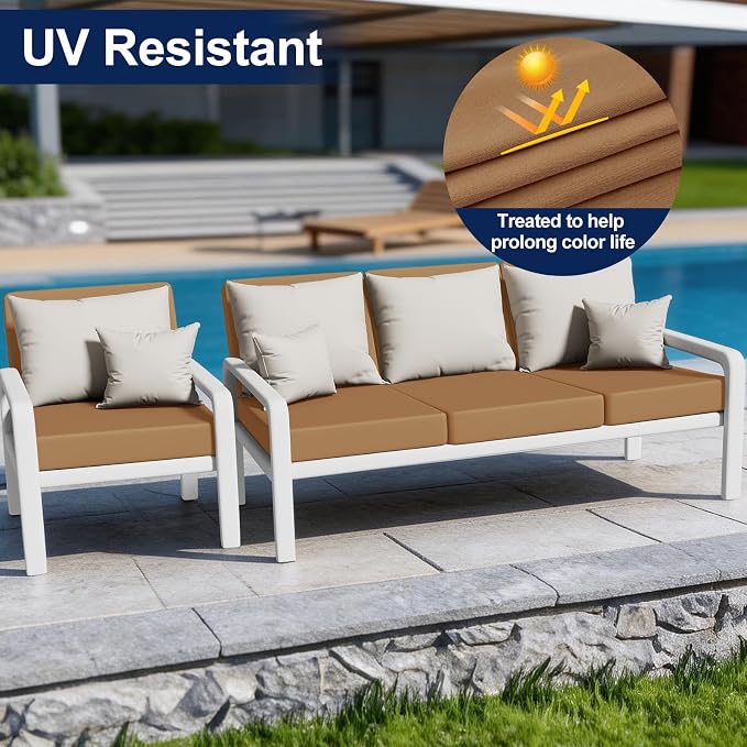 Smiry Waterproof Patio Cushion Covers, Stretch Outdoor Furniture Covers | Couch - Image 3