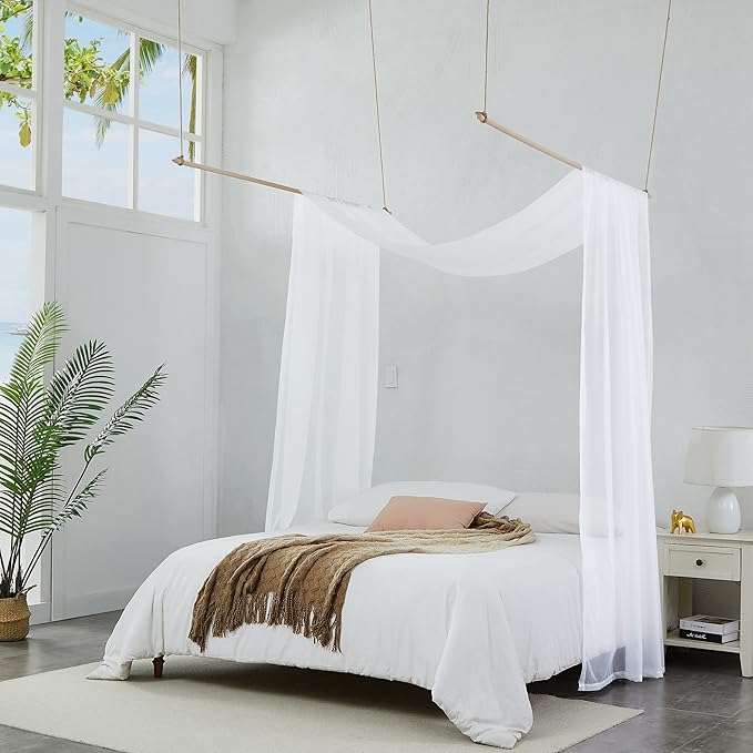 Warm Home Designs 75 Feet Long White Sheer Window Scarf. These XXL Length Valance Scarves 54 X 900 Inches in Size. Great as Bed Canopy or Wedding Arch Draping Fabric. AM White 900"