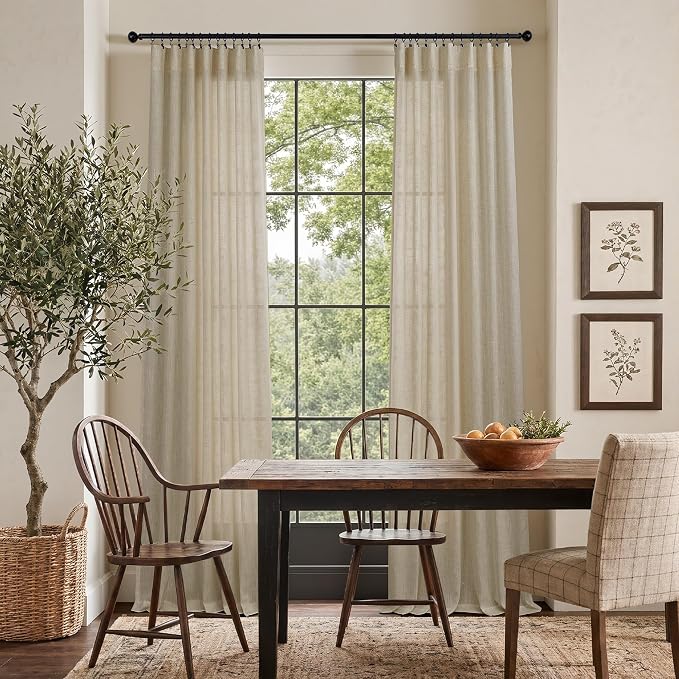 Pitalk Back Tab Linen Curtains 108 Inches Long - Image 2