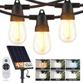 Brightech Ambience Pro 27-Ft Solar String Lights for Outside - Super Bright Remote Control Color Adjustable Outdoor String Light - Commercial Grade String, Waterproof LED for Patios, Camping, 12 Bulbs