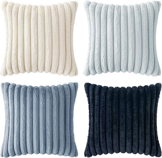 MIULEE Faux Fur Plush Euro Decorative Throw Pillow Covers 24x24, Soft Coastal - Image 8