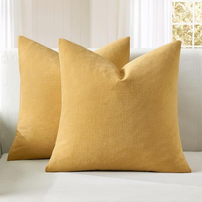 MIULEE Gold Chenille Couch Throw Pillow Covers, 20x20 | Set of 2, Soft by MIULEE