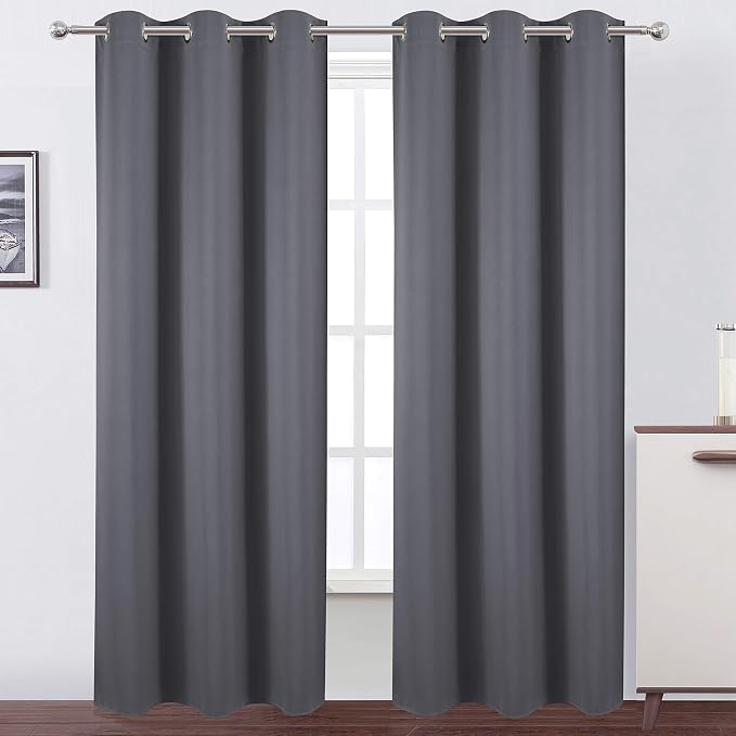 Grey Thermal Blackout Curtains/42 x 84 Inch/Set of 2 Panels Room Darkening by Lemomo