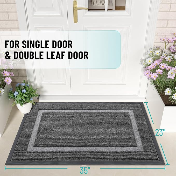 OLANLY Front Door Mat Outside 35x23, All-Season Heavy-Duty Rubber Doormat | - Image 2