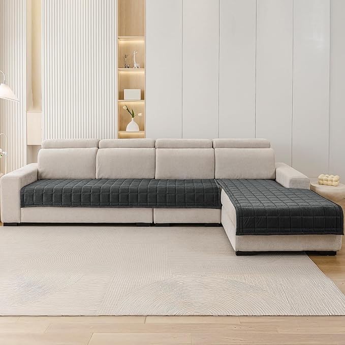 Velvet Couch Covers for Sectional Sofa Washable, Non-Slip L Shaped Sectional - Image 4