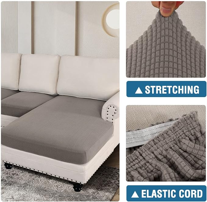 H.VERSAILTEX Sectional Couch Covers 3 Pieces Sofa Seat Cushion Covers L Shape - Image 6