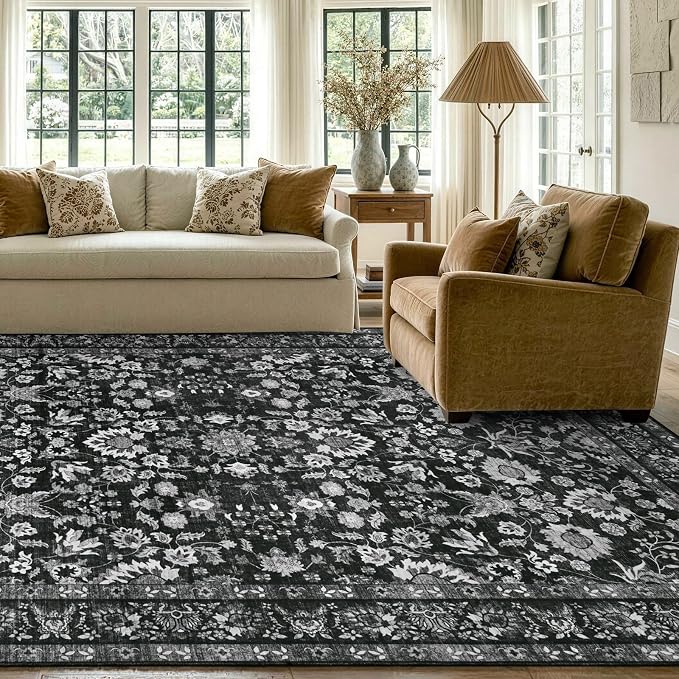 4x6 Ft Area Rugs for Living Room, Soft Non-Slip Machine Washable Rug, Vintage - Image 3