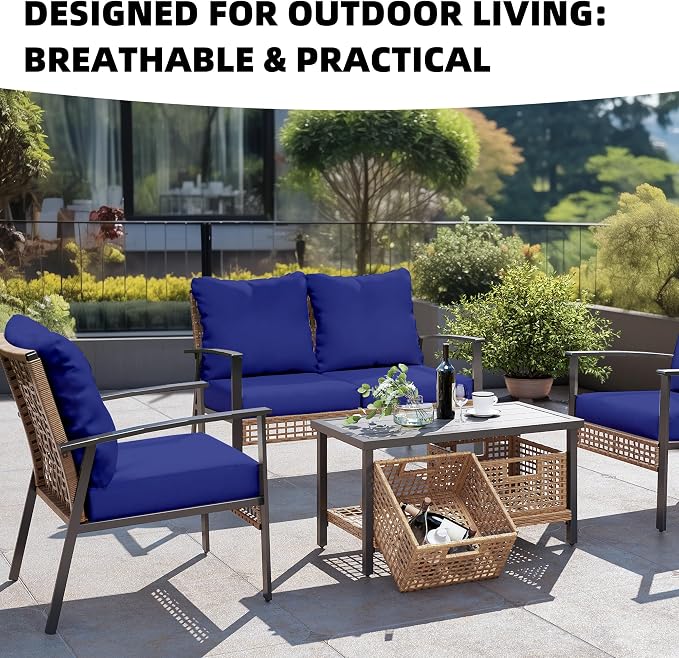 8Pcs Outdoor Cushion Covers, Elastic Patio Cushion Covers | Washable, - Image 4