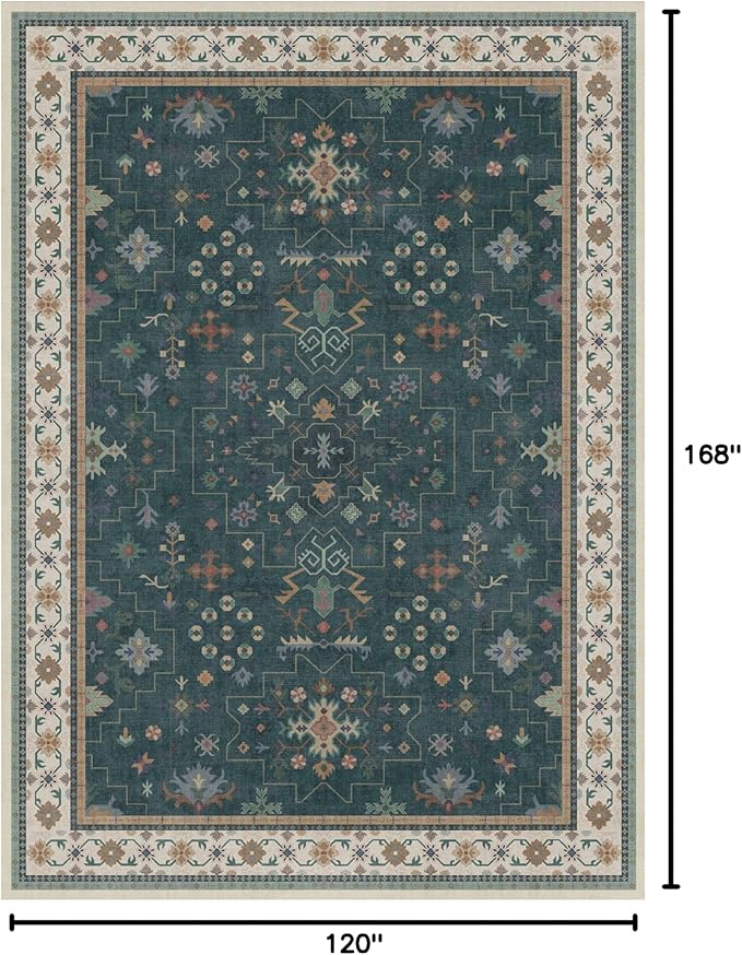 Dark Green Oushak Living Room Rug 10x14 - Image 2