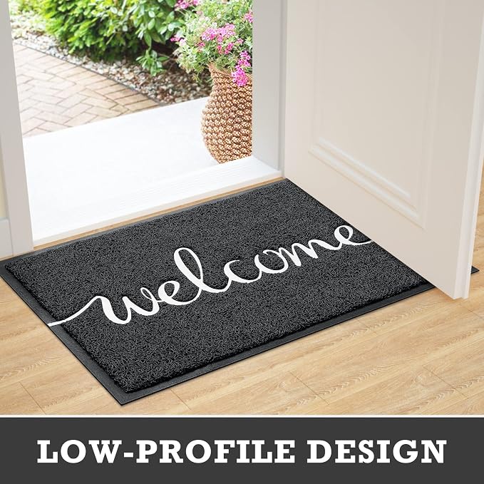 Black Door Mat Welcome Mats Outdoor Indoor Doormat - Image 5