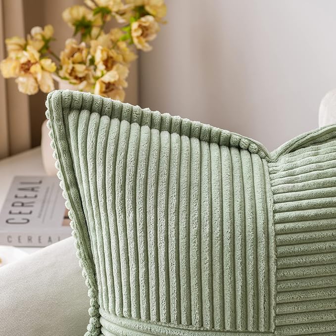 MIULEE Decorative Lumbar Throw Pillow Covers 12x20 Inch Sage Green 2 Pack | - Image 2