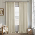 Beige Pinch Pleated Linen Curtains 120 Inches Long 2 Panels | Memory Training by Twodrapes