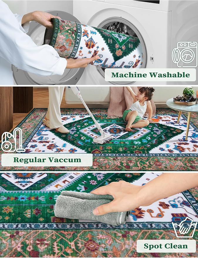 SERISSA 2x6 Washable Non Slip Boho Runner Rug - Image 2