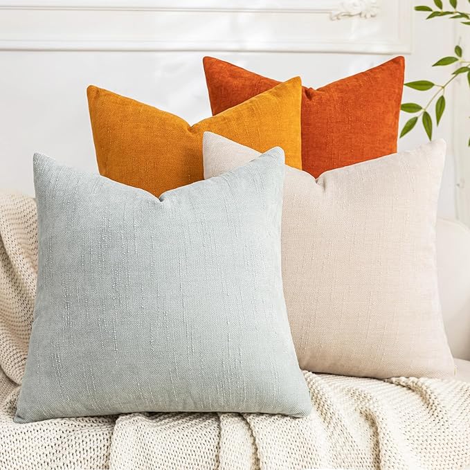 Set of 4 Soft Textured Decorative Throw Pillow Covers 20x20 Inch Cozy Farmhouse by Cozoomy