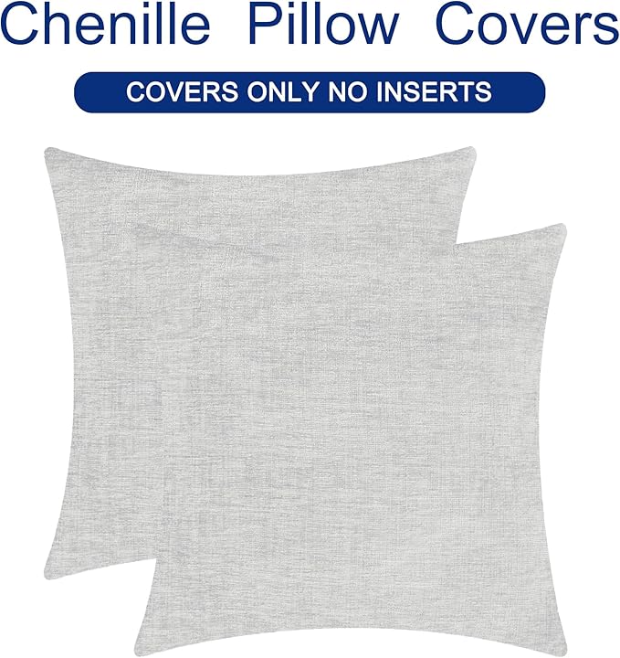 CaliTime Decorative Throw Pillow Covers 24 X 24 Inches Moonbeam Gray | Pack of 2 - Image 6
