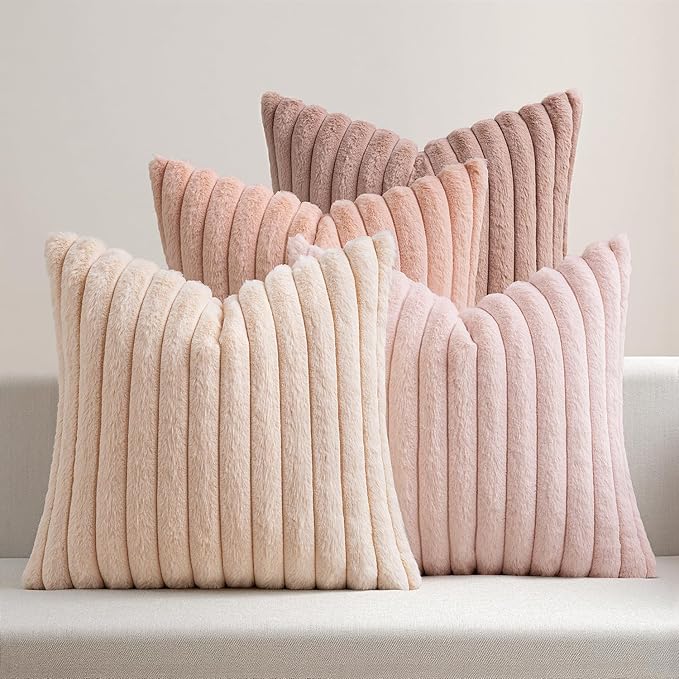 MIULEE Faux Fur Plush Decorative Throw Pillow Covers 18x18, Soft Cute Romantic by MIULEE
