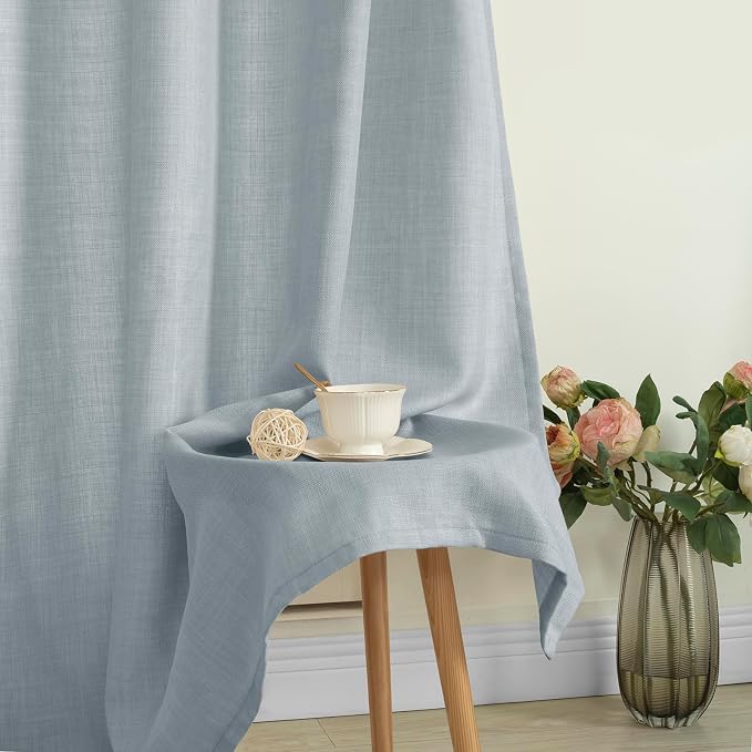 Haze Blue Linen Curtains 54 Inch Length - Image 8