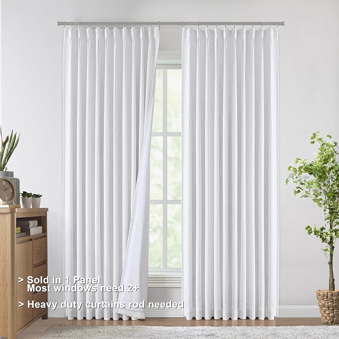 Vision Home White Pinch Pleated Full Blackout Curtains 60 inch Wide Thermal - Image 3