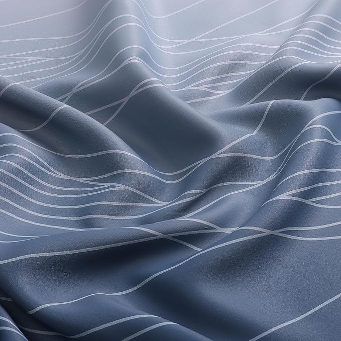 Navy Blue and Greyish White Blackout Curtains - Image 9
