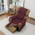Reversible Chair Covers for Recliner Oversized, Burgundy/Camel by LuxshareHome