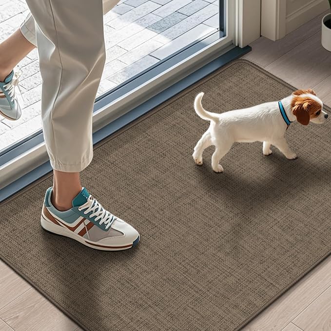 Ultra Thin Indoor Door Mat 17"x29", Non Slip Doormats, Rubber Backing, by LEKEEPGO