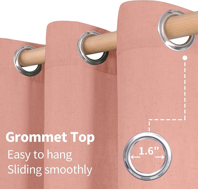 YoungsTex Dusty Rose Pink Linen Curtains 84 Inch Length - Image 6