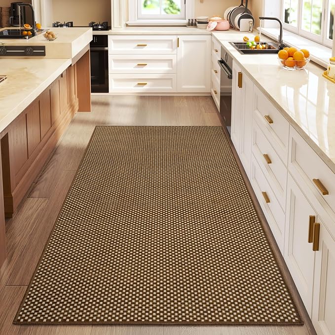3x5 ft Area Rug Entryway Runner Kitchen Rugs Non Slip Dark Brown | Boho Woven - Image 3