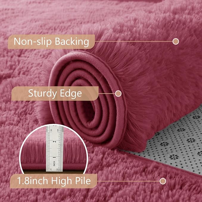5x7 Blush Fluffy Soft Area Rug Non-Slip - Image 6
