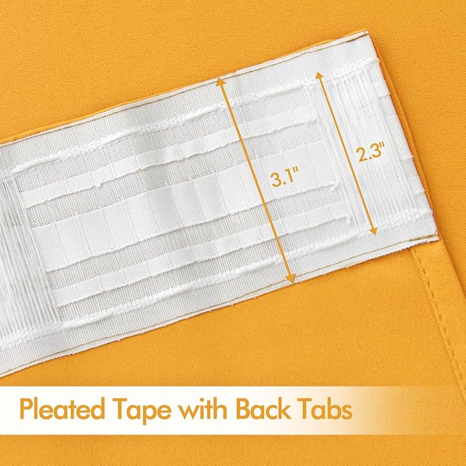 MIULEE Yellow Back Tab Blackout Curtains 52x96 Inch Long 2 Panels Set | Rod - Image 4