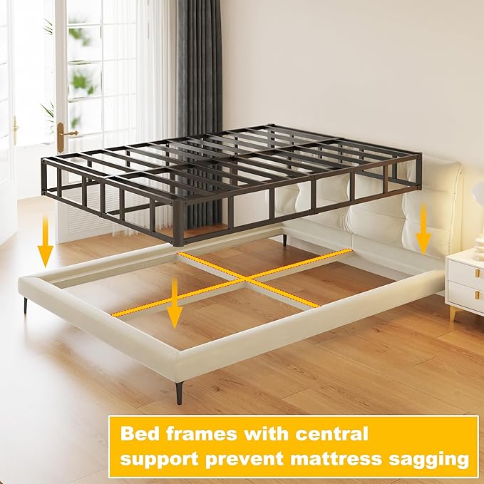10 Inch High Profile King Box Spring Heavy Duty Metal King Size Box Spring with Fabric Cover, Sturdy Mattress Foundation, Easy Assembly, Noise Free, Black