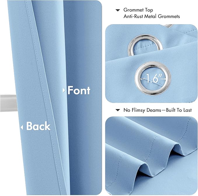 MIULEE Blackout Curtains for Bedroom 2 Panels 40 x 63 Inch Long Sky Blue | - Image 4