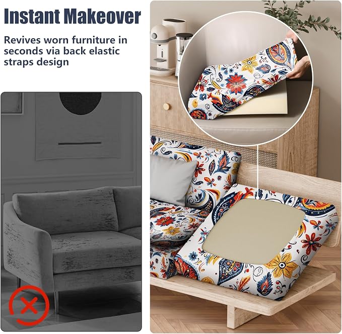 8Pcs Outdoor Cushion Covers, Stretch Patio Furniture Couch Chair Slipcovers | - Image 5