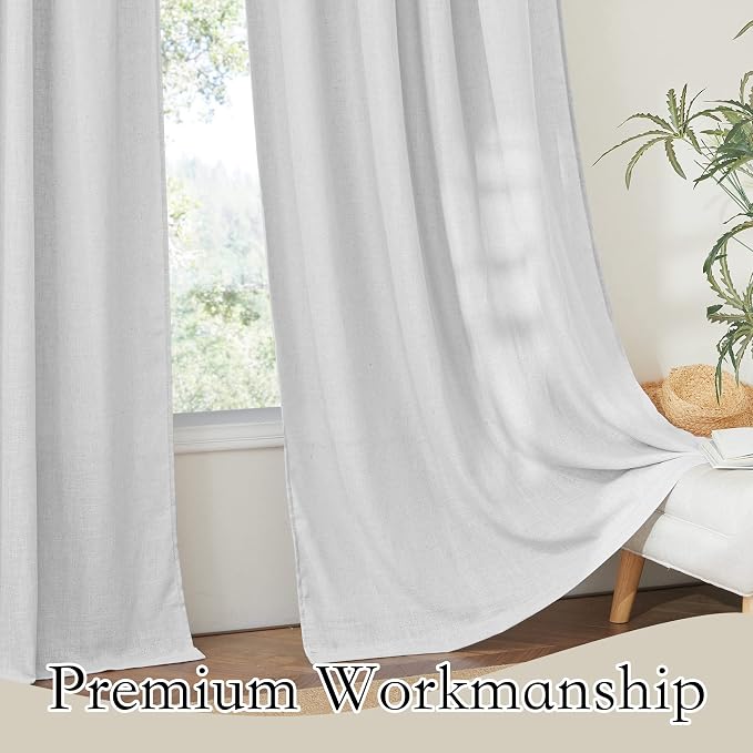 RYB HOME Sheer Curtains 102 inches, Extra Long Floor to Ceiling Curtains | Half - Image 3