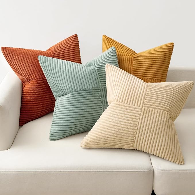 MIULEE Fall Teal-Orange Decorative Throw Pillow Covers 16x16 Inch Set of 4 Boho - Image 5