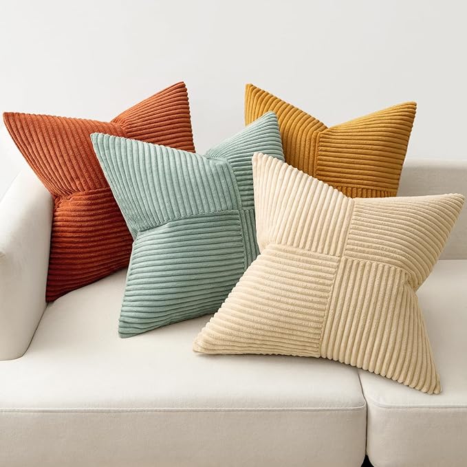MIULEE Fall Teal-Orange Decorative Throw Pillow Covers 22x22 Inch Set of 4 Boho - Image 5