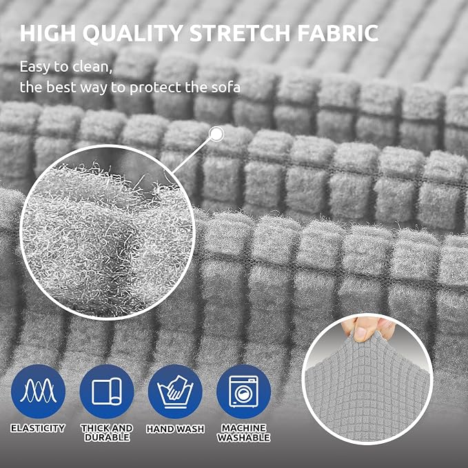 Stretch Loveseat Couch Cover, 2 Cushion Couch Slipcover, Elastic Bottom - Image 5