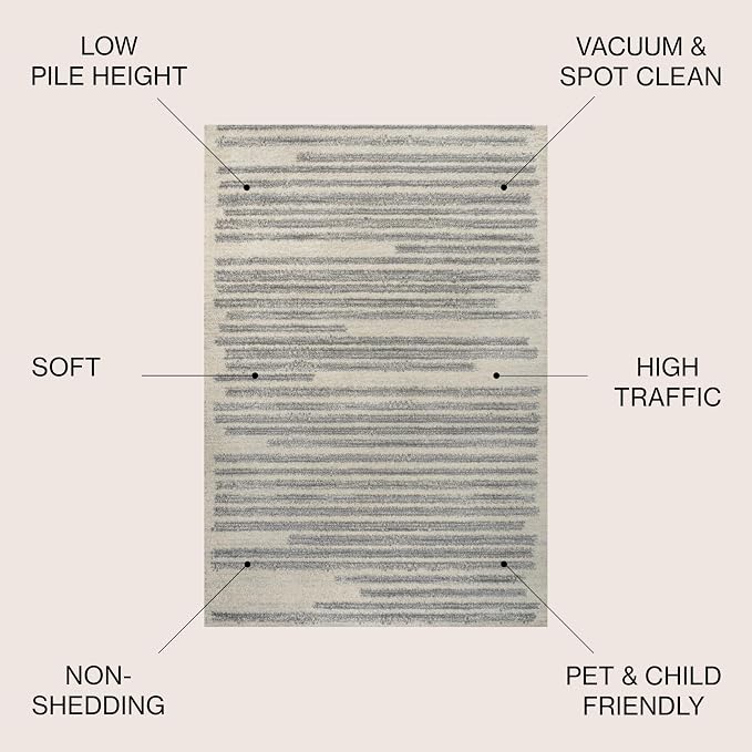 JONATHAN Y Khalil Modern Berber Stripe Cream/Gray Indoor Area Rug, Contemporary - Image 2