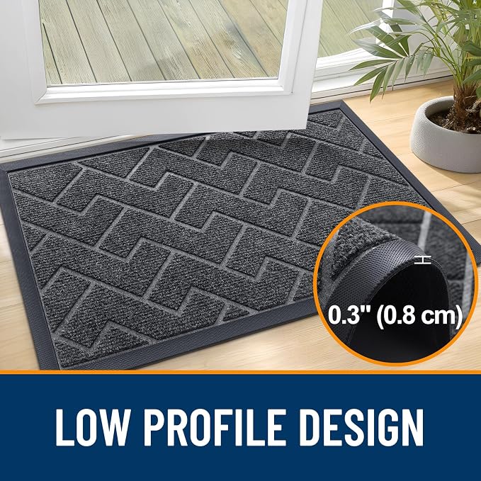 OLANLY Front Door Mat Outside 29.5x17, All-Season Absorbent Rubber Doormat | - Image 4