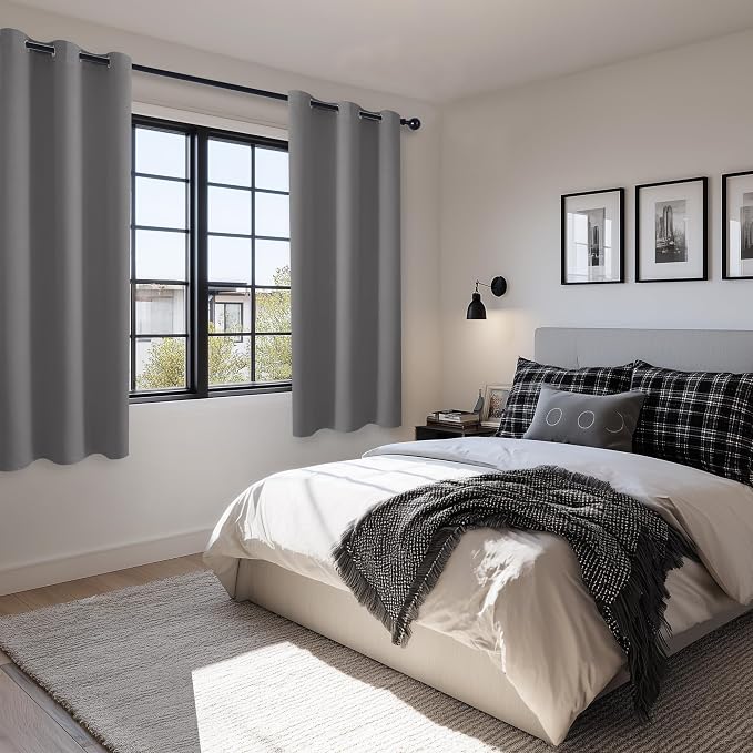 Blackout Curtains for Bedroom, Light Grey, 42 x 72 Inch, 2 Panels | Light - Image 6