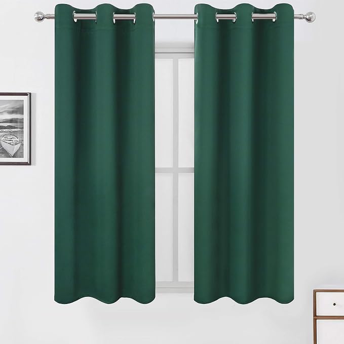 Dark Green Blackout Curtains/42 x 63 Inch/Set of Two Panels Grommet Bedroom by Lemomo