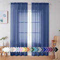 Simplebrand Royal Blue Sheer Curtains 84 Inches Long 2 Panels, Light Filtering by Simplebrand