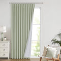 Vision Home Soft Green Pinch Pleated Full Blackout Curtains Linen Blended Room by VisionHome