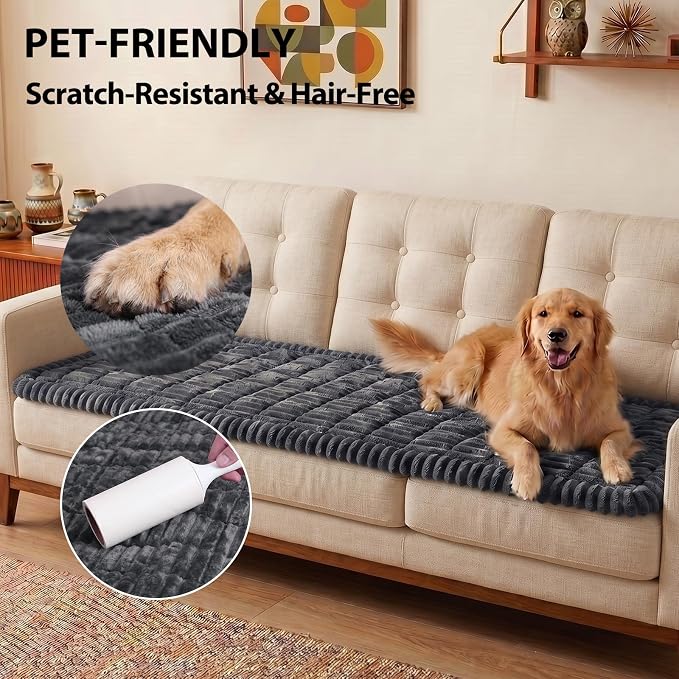 Fixwal Waterproof Flannel Dog Couch Cover, 27.6" x 94.5", Dark Grey | - Image 6