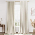 100% Blackout Linen Curtains 86 Inch Length 2 Panels Set by Guken