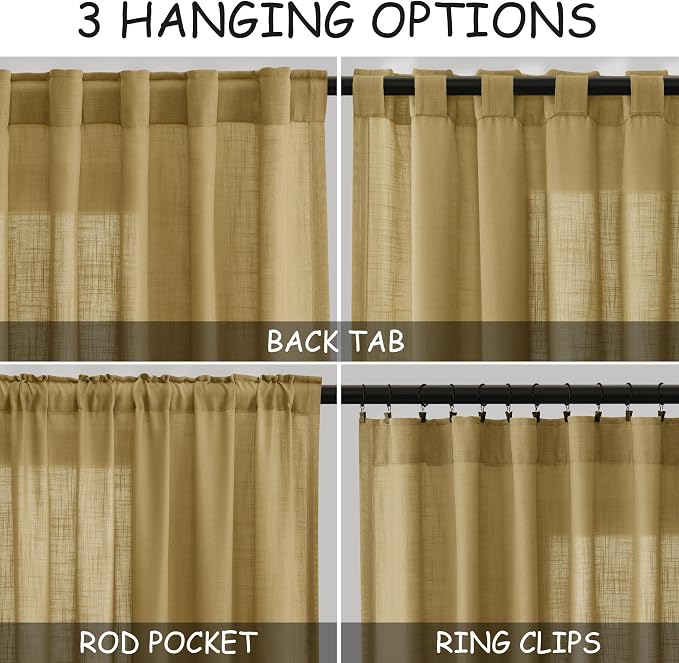 Gold Linen Curtains 108 Inches Long - Image 2