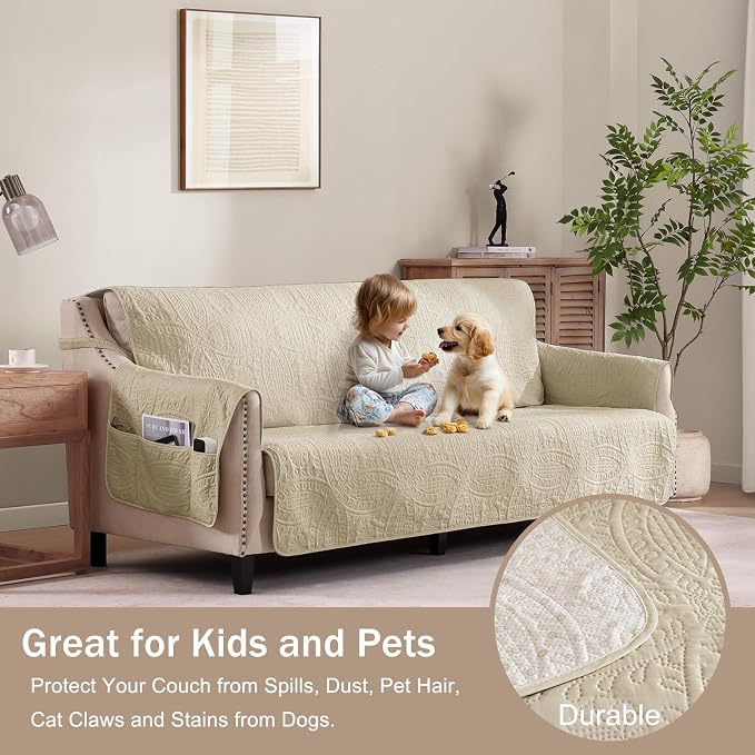 Quilted Grand Sofa Covers for 4 Cushion Couch, Couch Cover for Grand Sofa - Image 8
