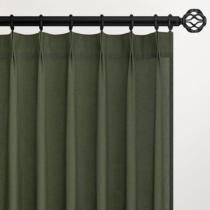 Pleated Linen Curtains 132 Inches Long by Topfinel