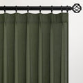 Olive Green Linen Semi Sheer Curtains 86 Inches Long, Spring Boho Natural by Topfinel