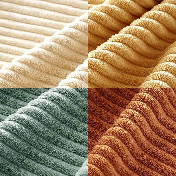 MIULEE Soft Corduroy Decorative Throw Pillow Covers Orange Teal 24x24 | Set of 4 - Image 3
